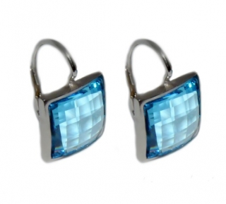 Stříbrné náušnice Swarovski krystal akvamarine - NK1305