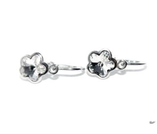 Stříbrné dětské náušnice kytička Swarovski čirá - NK1297