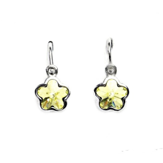 Stříbrné dětské náušnice kytička Swarovski jonguil - NK1297