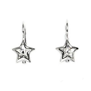 Stříbrné náušnice hvězdička Swarovski čirý krystal - NK1366