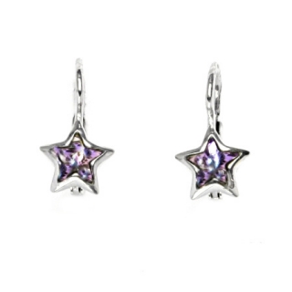 Stříbrné náušnice hvězdička Swarovski vitrail light - NK1366
