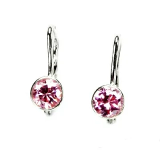 Stříbrné náušnice pink zirkon - NK1052