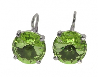 Stříbrné náušnice Swarovski krystal Olivine - NK1188