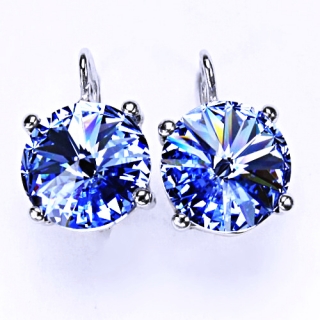 Stříbrné náušnice Swarovski krystal Akvamarine - NK1188