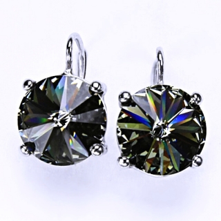 Stříbrné náušnice Swarovski krystal Black diamond - NK1188