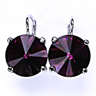 Stříbrné náušnice Swarovski krystal Amethyst - NK1188