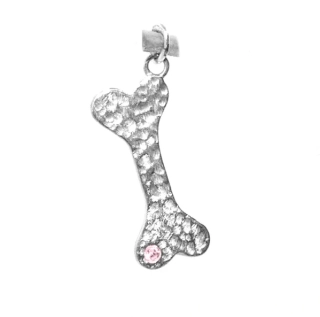 Stříbrný přívěsek kost pink zirkon - DN22