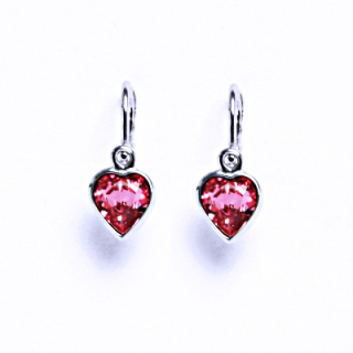 Stříbrné náušnice dětské srdíčka Swarovski rose - NK1315