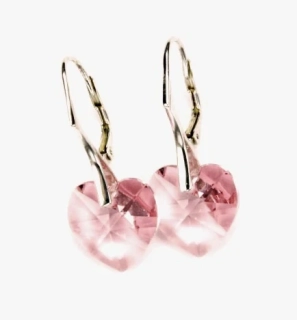 Stříbrné náušnice srdce Swarovski light rose - NK1295