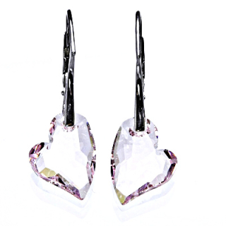 Stříbrné náušnice Swarovski krystal rose - NK1295