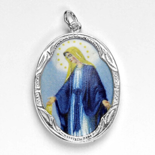 Stříbrný přívěsek porcelánový medailon Madonka - P158 M5-B