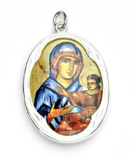 Stříbrný přívěsek porcelánový medailon Madonna Di San Luca - P158