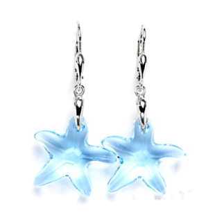 Stříbrné náušnice Swarovski krystal hvězda akvamarine - NK1313/27
