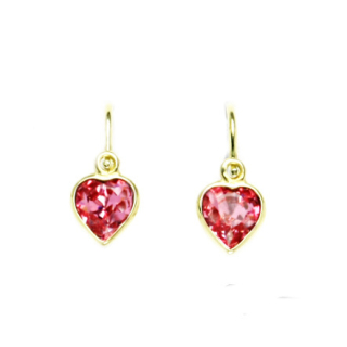 Zlaté dětské náušnice srdíčka Swarovski rose - NK1315 - žluté zlato