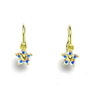 Zlaté dětské náušnice kytičky Swarovski AB - NK1391 žluté zlato