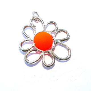 Stříbrný přívěsek kytka Swarovski orange neon - DN11