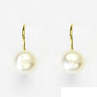Zlaté náušnice přírodní perla bílá - NK1183m - žluté zlato