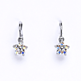 Zlaté dětské náušnice kytičky Swarovski AB - NK1391 bílé zlato