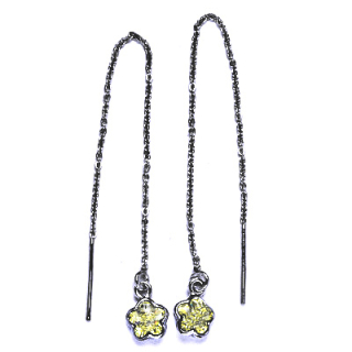 Srříbrné řetízkové protahovací náušnice Swarovski kytička Jonqul - NŘ1297