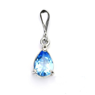 Stříbrný přívěsek přírodní topaz swiss slza 8 x 6  mm - P1361