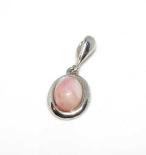 Stříbrný přívěsek přírodní opál růžový 9x7 mm - 906