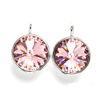 Stříbrné náušnice Swarovski krystal rose - NK1372