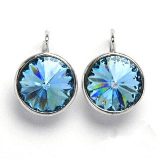 Stříbrné náušnice Swarovski krystal akvamarine - NK1372