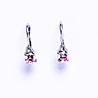 Stříbrné náušnice dětské pink zirkon - VE21