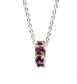 Stříbrný náhrdelník Swarovski kolečko Fuchsie - 2545