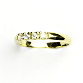 Zlatý prsten čiré zirkony - T1274 - žluté zlato