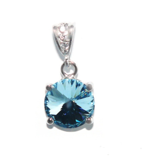Stříbrný přívěsek Swarovski akvamarine - P1188