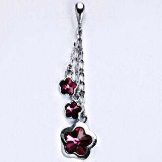 Stříbrný přívěsek kytičky Swarovski krystaly fuchsie - P1296/1297