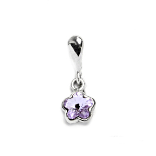 Stříbrný přívěsek kytička Swarovski krystal violet - P1297