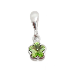 Stříbrný přívěsek kytička Swarovski krystal peridot - P1297