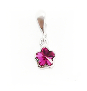 Stříbrný přívěsek kytička Swarovski krystal fuchsie - P1297