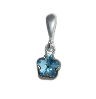 Stříbrný přívěsek kytička Swarovski krystal akvamarine - P1297