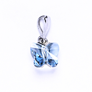 Stříbrný přívěsek motýl Swarovski akvamarine - P1307