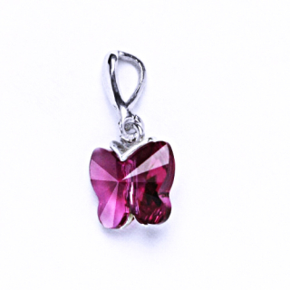 Stříbrný přívěsek motýl Swarovski fuchsia - P1307