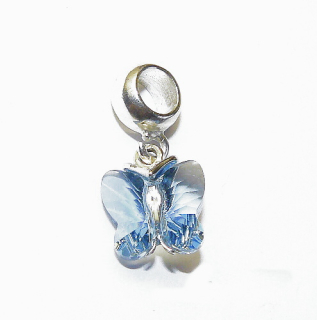 Stříbrný korálek motýl Swarovski akvamarine - P1307/kor.