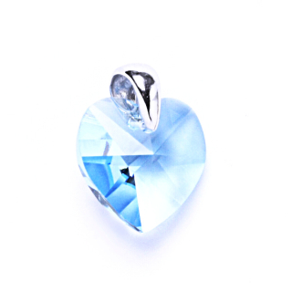 Stříbrný přívěsek  srdce Swarovski  akvamarine  - P1302 
