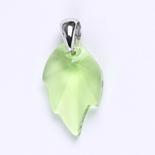 Stříbrný přívěsek list Swarovski chryzolit  - P1302 