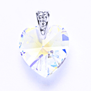 Stříbrný přívěsek srdce Swarovski AB crystal - P1306