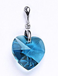 Stříbrný přívěsek srdce Swarovski blue - P1313