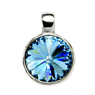 Stříbrný přívěsek Swarovski akvamarine - P1372