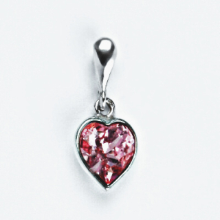 Stříbrný přívěsek srdce Swarovski rose -  P1396