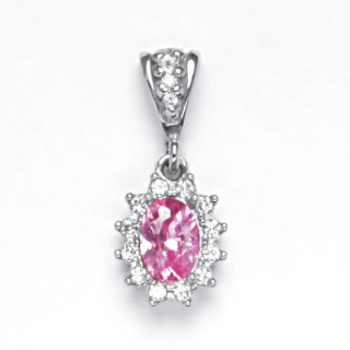 Stříbrný přívěsek pink a čiré zirkony - P1480
