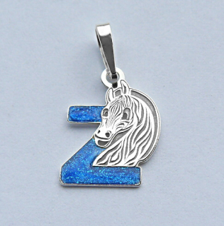 Stříbrný přívěsek písmeno Z , zebra - PA1058 modré