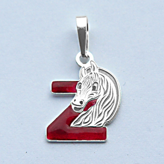Stříbrný přívěsek písmeno Z , zebra - PA1058 červené