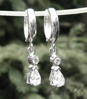 Stříbrné náušnice kruhy slza čirý zirkon - VE170/VP103