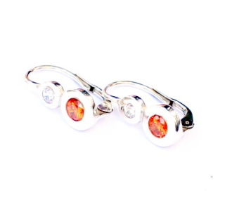 Stříbrné náušnice orange zirkon - NK1221